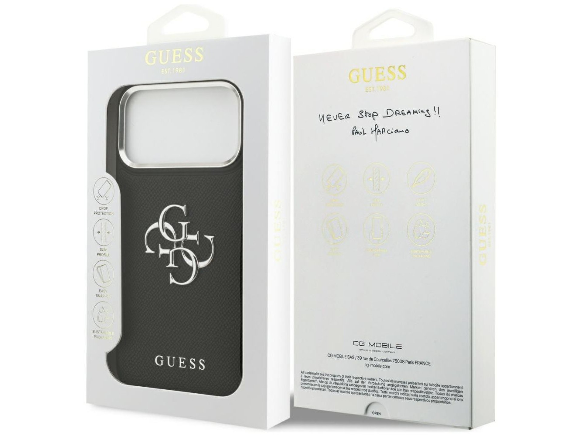 Guess Grained Big 4G Classic Logo case for iPhone 17 Pro Max - black