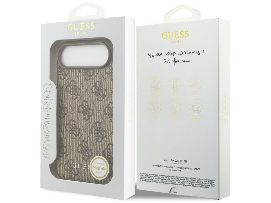 Funda Guess 4G Charms Collection MagSafe para iPhone Air - marr�n