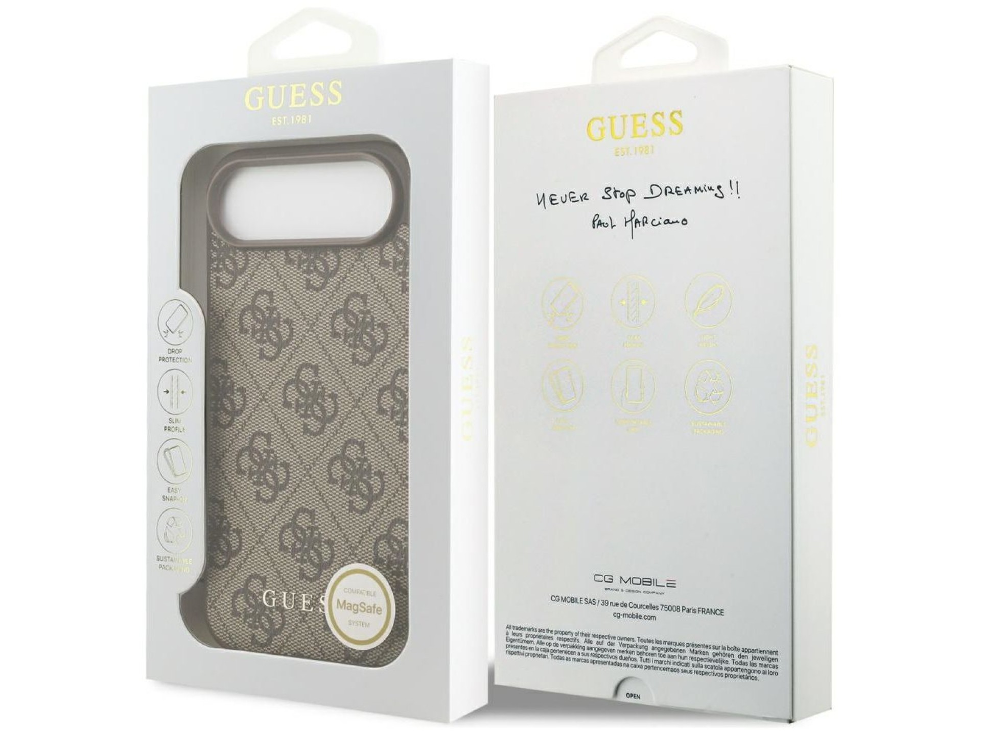 Funda Guess 4G Charms Collection MagSafe para iPhone Air - marrón