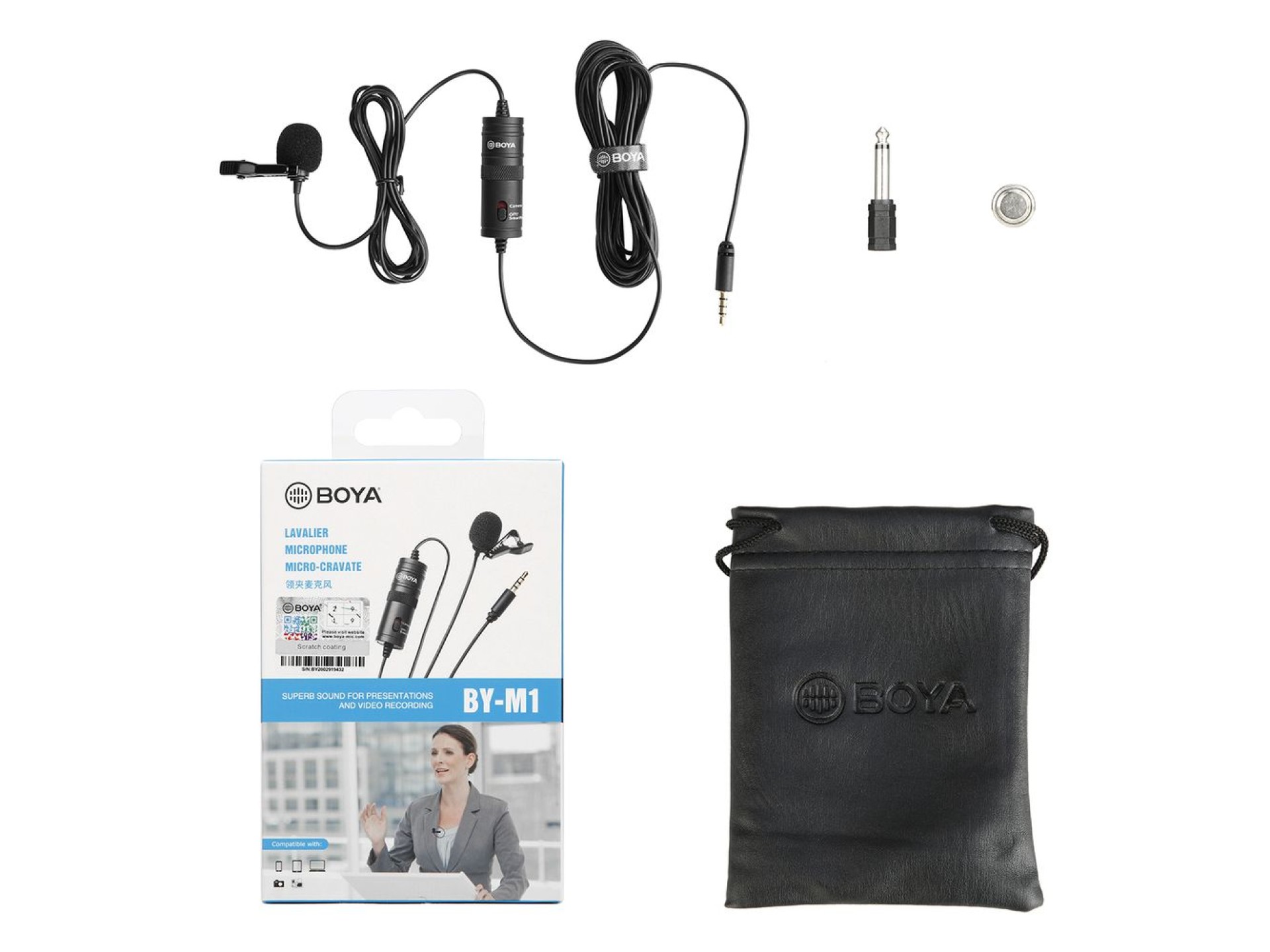 Microfone de lapela com fio BOYA BY-M1 - preto