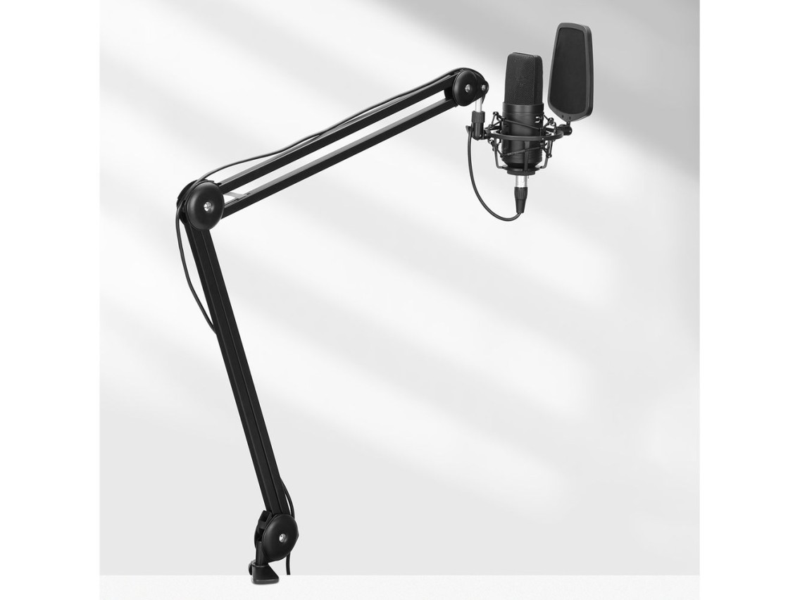 Braço articulado de mesa ajustável para microfone BOYA BY-BA20 com cesto - preto