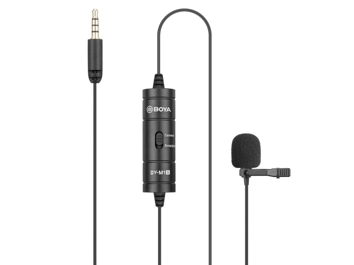 Microfone de lapela com fio BOYA BY-M1S - preto