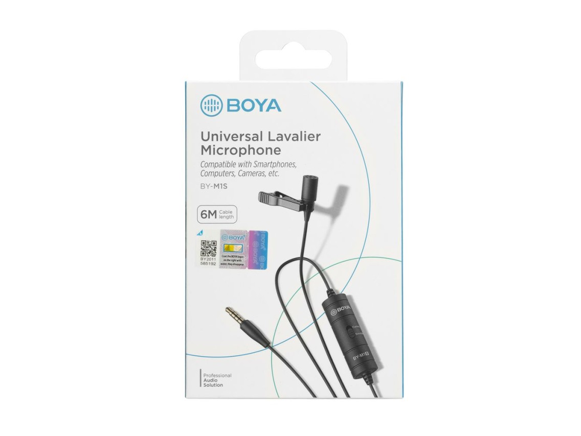 Microfone de lapela com fio BOYA BY-M1S - preto