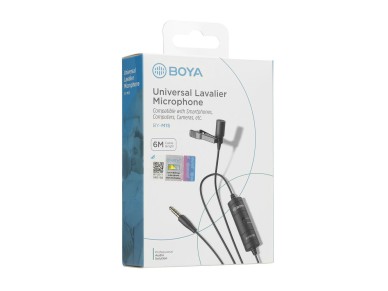 Microfone de lapela com fio BOYA BY-M1S - preto