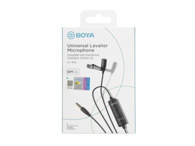 Microfone de lapela com fio BOYA BY-M1S - preto
