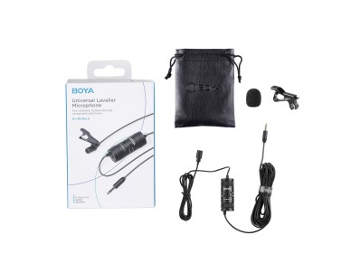 Microfone de lapela com fio BOYA BY-M1 Pro II - Preto