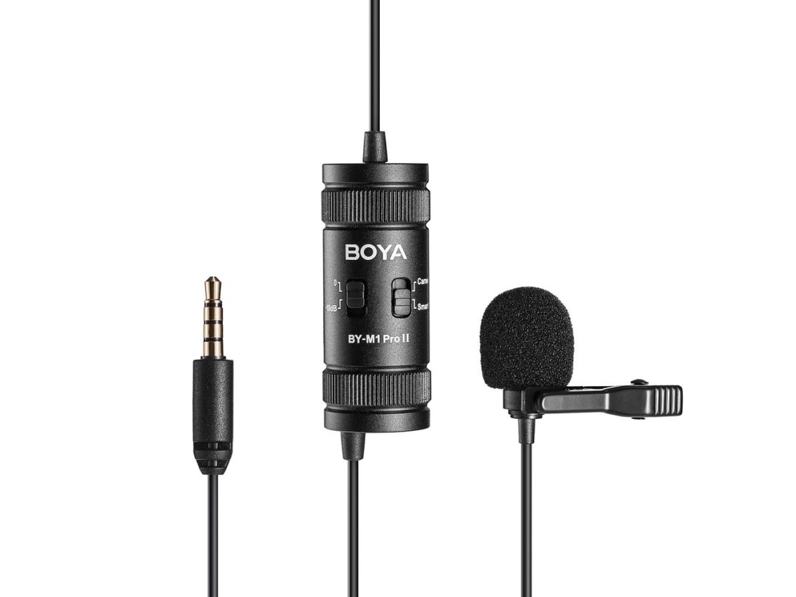 Microfone de lapela com fio BOYA BY-M1 Pro II - Preto