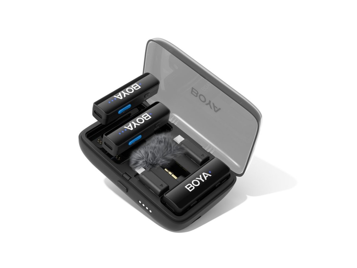 Microfones sem fio BOYA BOYALINK V2.0 2.4GHZ USB-C - Preto