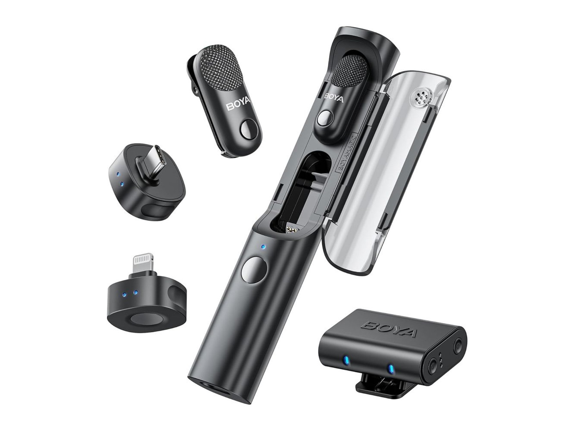 Microfone sem fio BOYA MAGIC-02 2,4 GHz USB-C - Preto