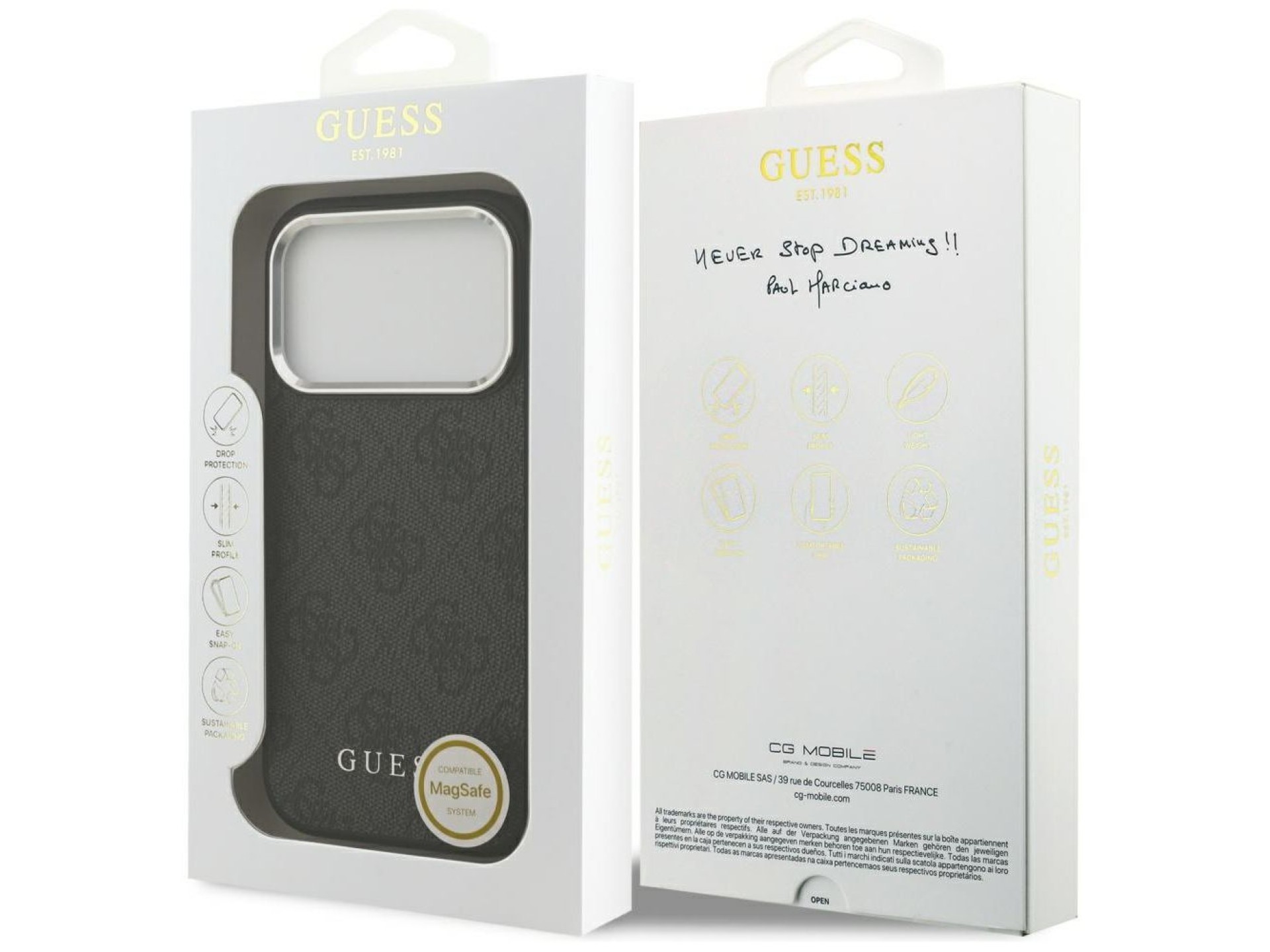 Capa Guess 4G Classic Logo MagSafe para iPhone 17 Pro - preta