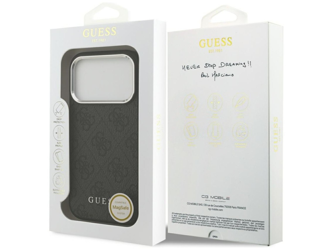 Capa Guess 4G Classic Logo MagSafe para iPhone 17 Pro - preta