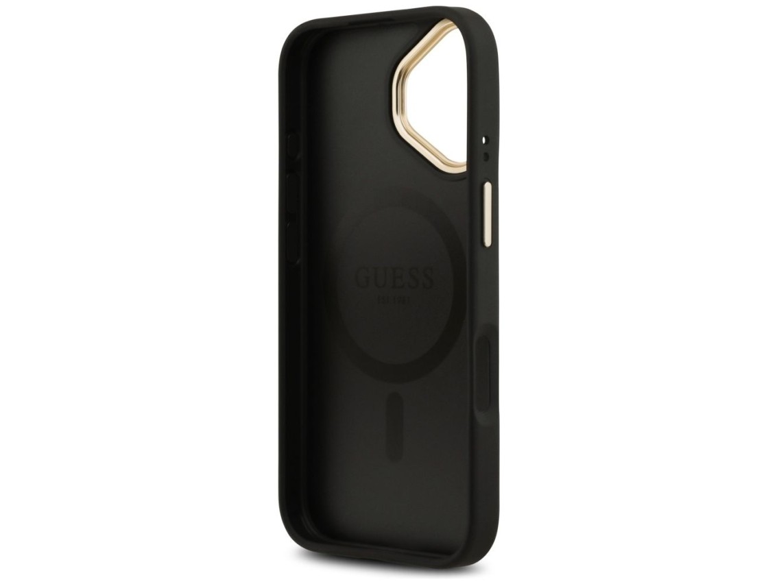 Capa Guess 4G PU Classic Logo MagSafe para iPhone 17 - preta
