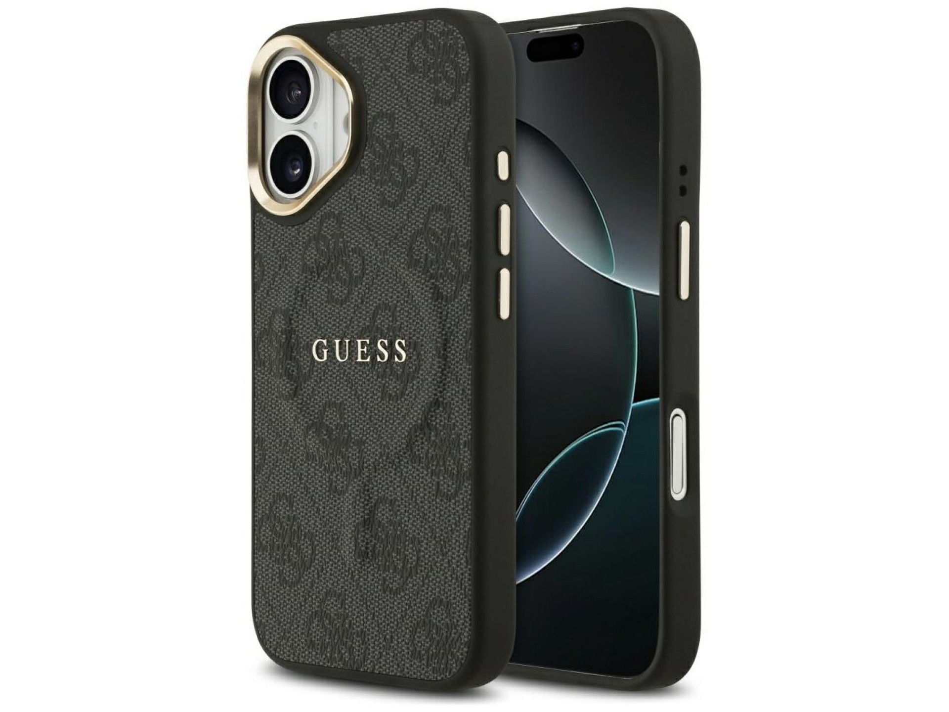 Capa Guess 4G PU Classic Logo MagSafe para iPhone 17 - preta