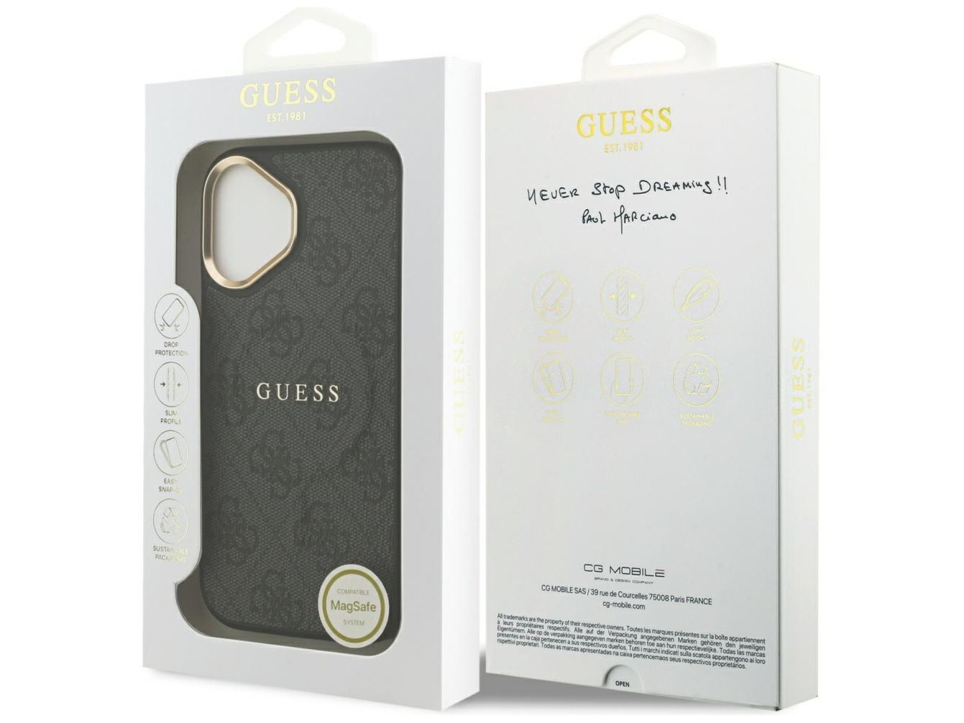 Capa Guess 4G PU Classic Logo MagSafe para iPhone 17 - preta