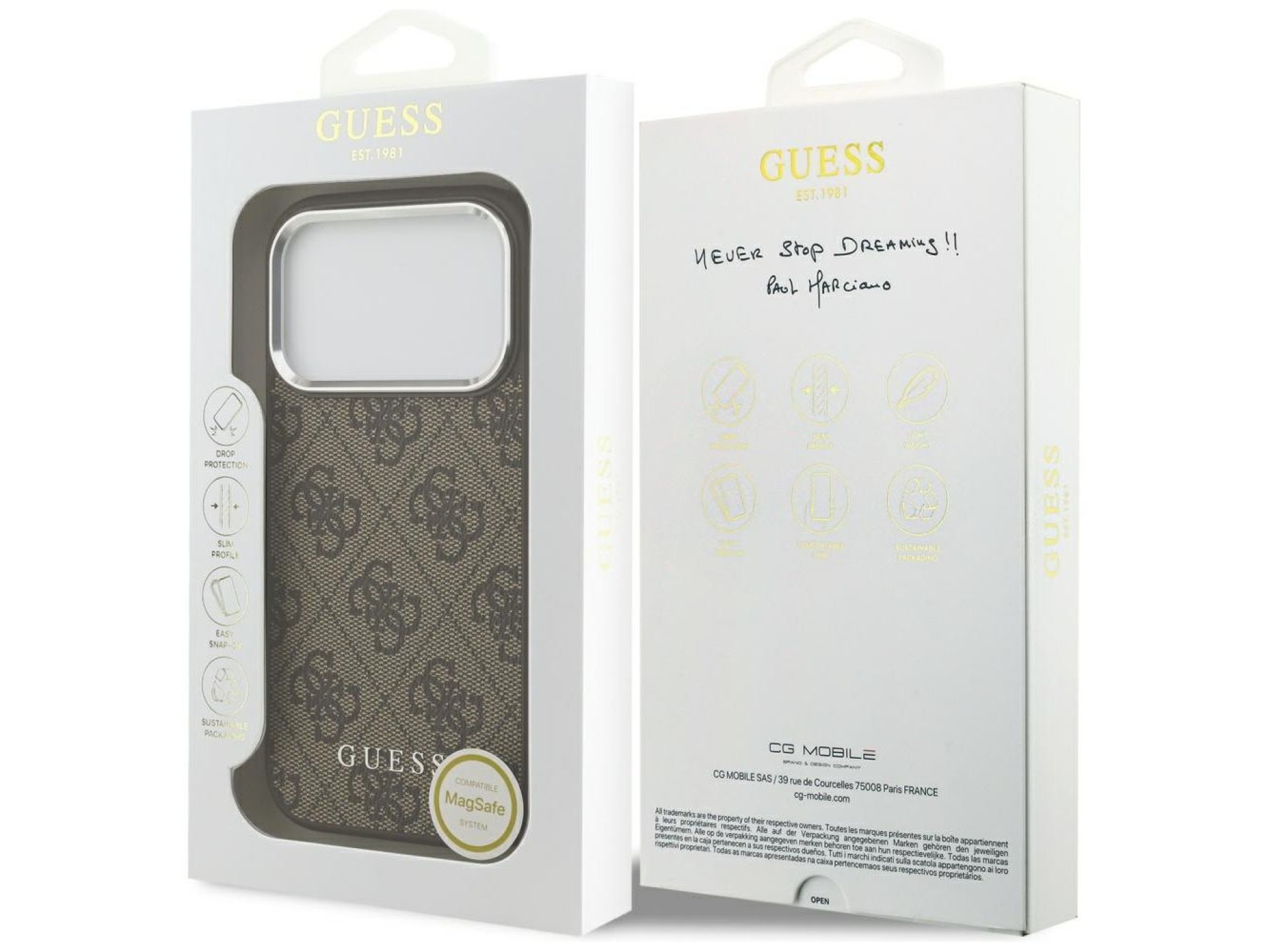 Funda Guess 4G Classic Logo MagSafe para iPhone 17 Pro - marrón