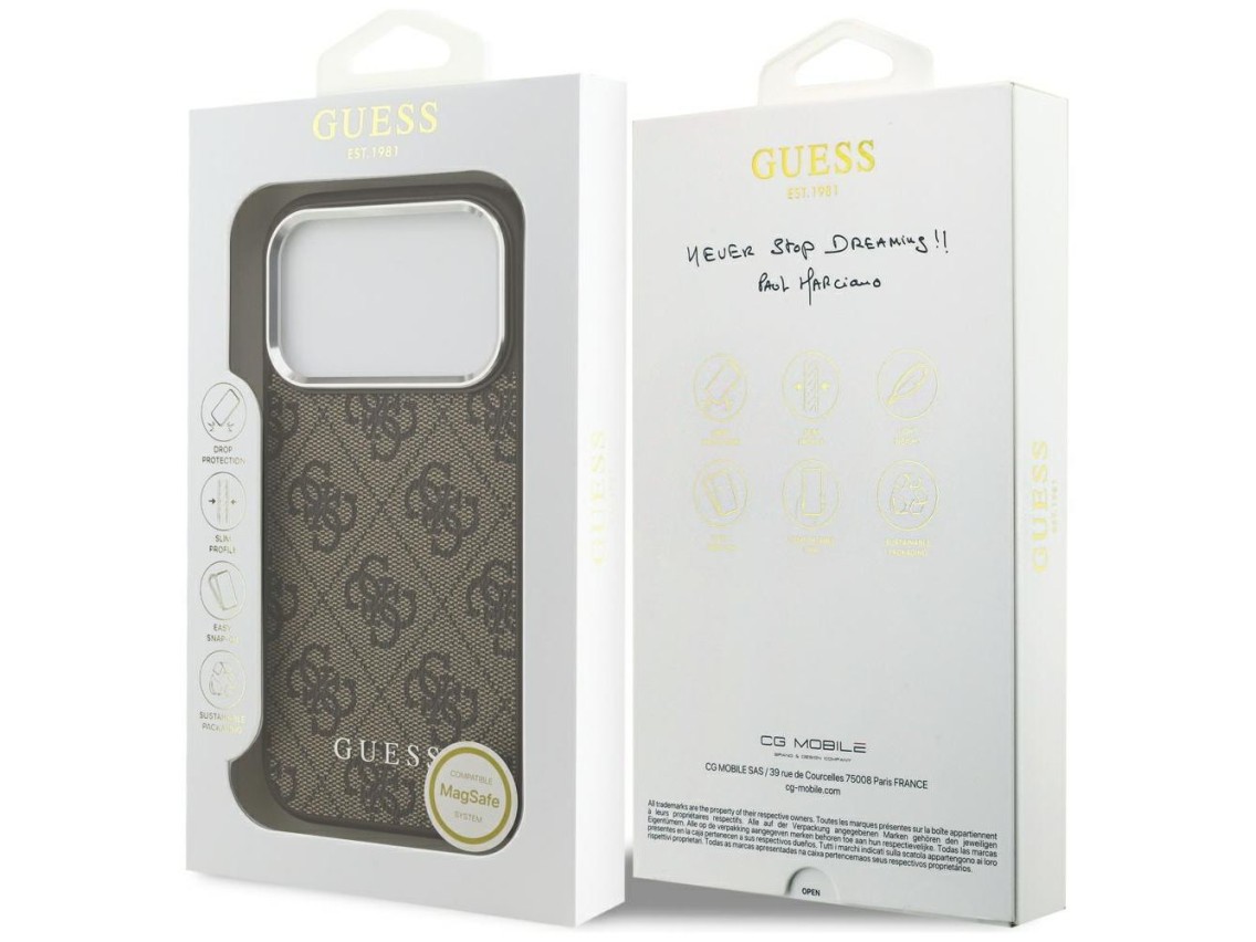 Funda Guess 4G Classic Logo MagSafe para iPhone 17 Pro - marrón