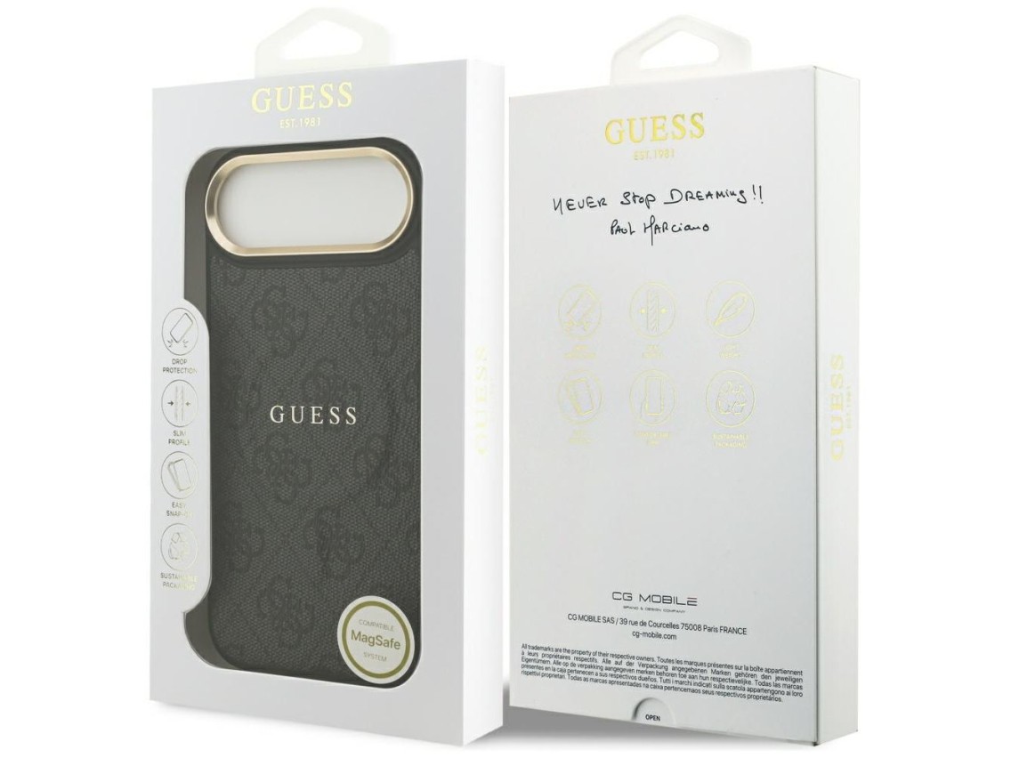 Capa Guess 4G PU Classic Logo MagSafe para iPhone 17 Air - preta