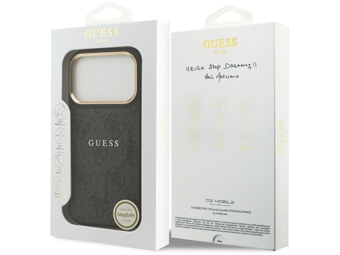 Capa Guess 4G PU Classic Logo MagSafe para iPhone 17 Pro - preta