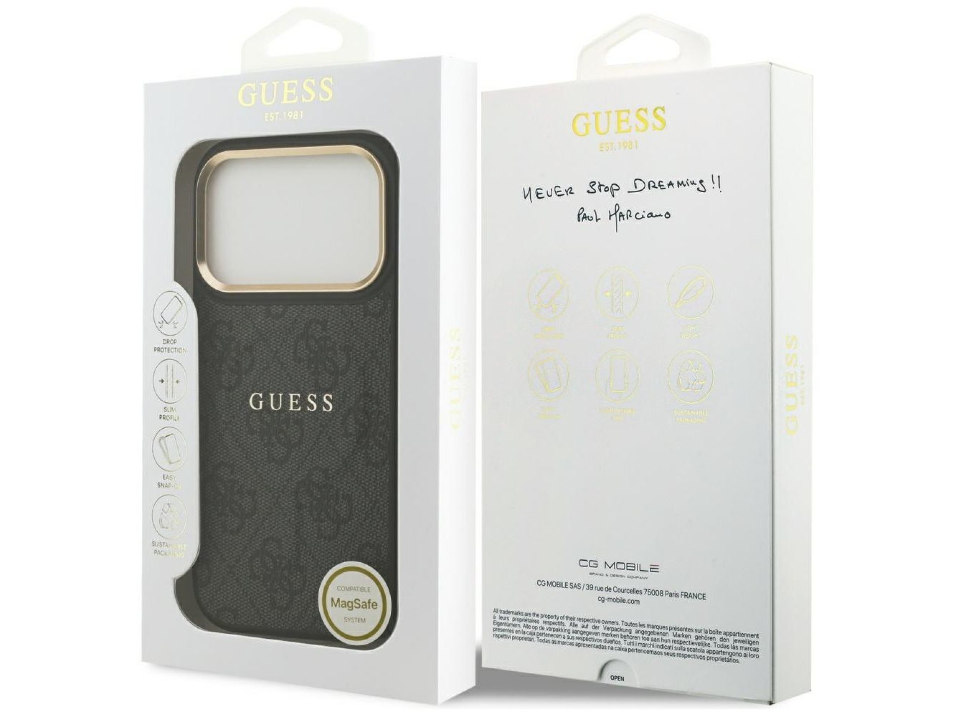 Capa Guess 4G PU Classic Logo MagSafe para iPhone 17 Pro - preta