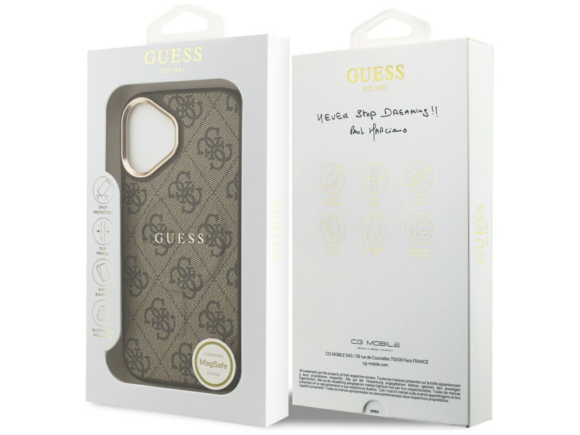 Guess 4G PU Classic Logo MagSafe Case for iPhone 17 - Brown