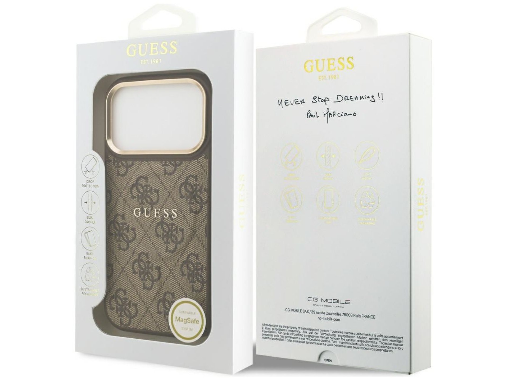 Guess 4G PU Classic Logo MagSafe Case for iPhone 17 Pro - Brown