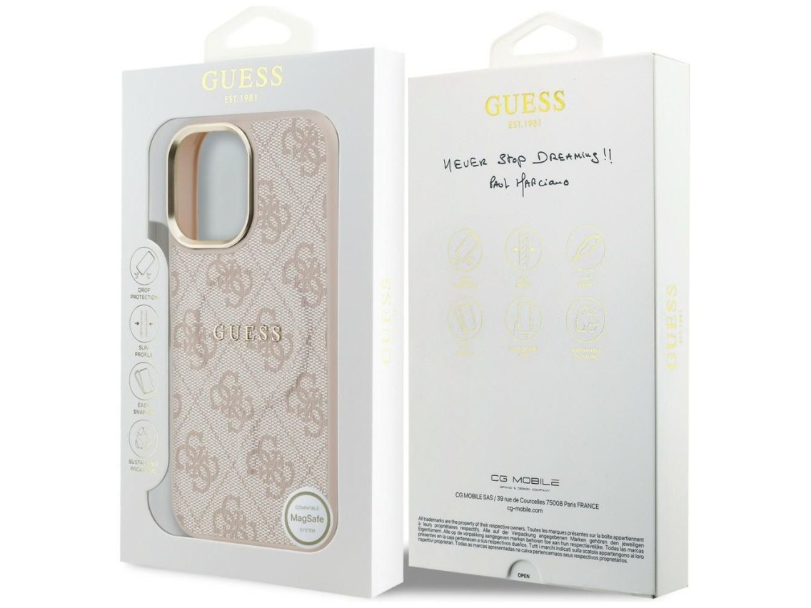 Capa Guess 4G PU Classic Logo MagSafe para iPhone 17 - Rosa