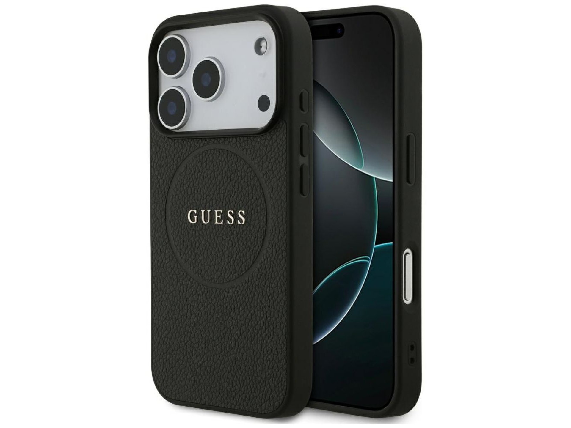 Guess Grained Ring MagSafe case for iPhone 17 Pro - black