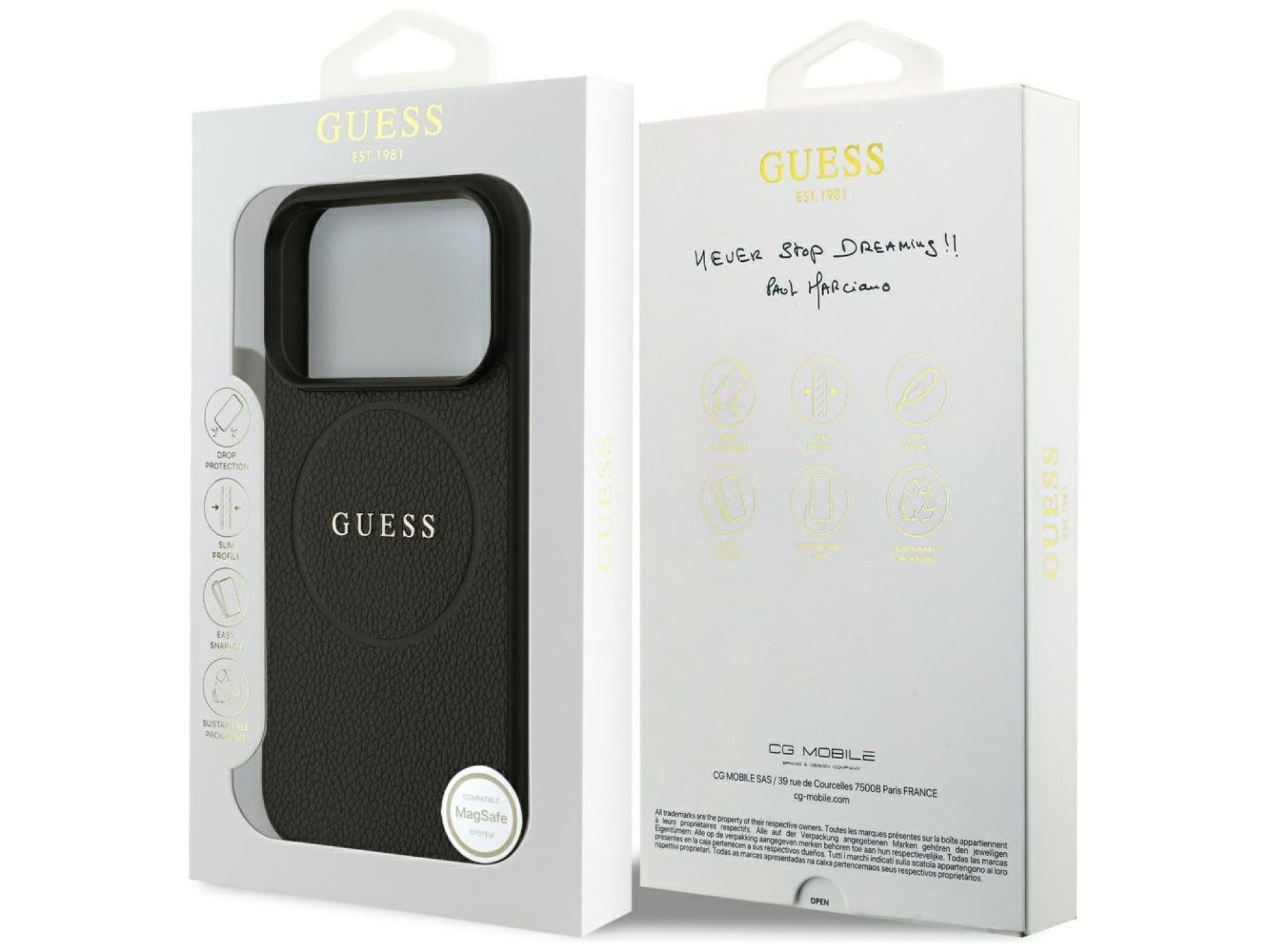Guess Grained Ring MagSafe case for iPhone 17 Pro - black