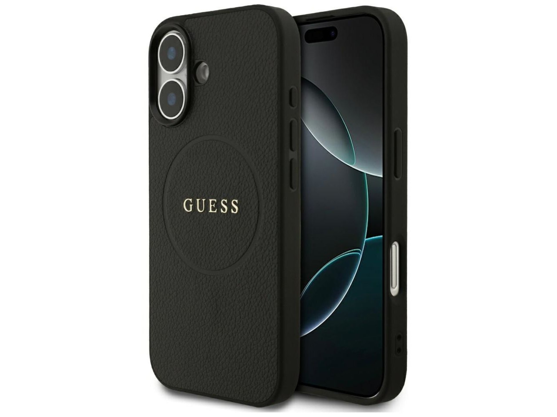 Capa Guess Granulada com Anel e MagSafe para iPhone 17 - preta