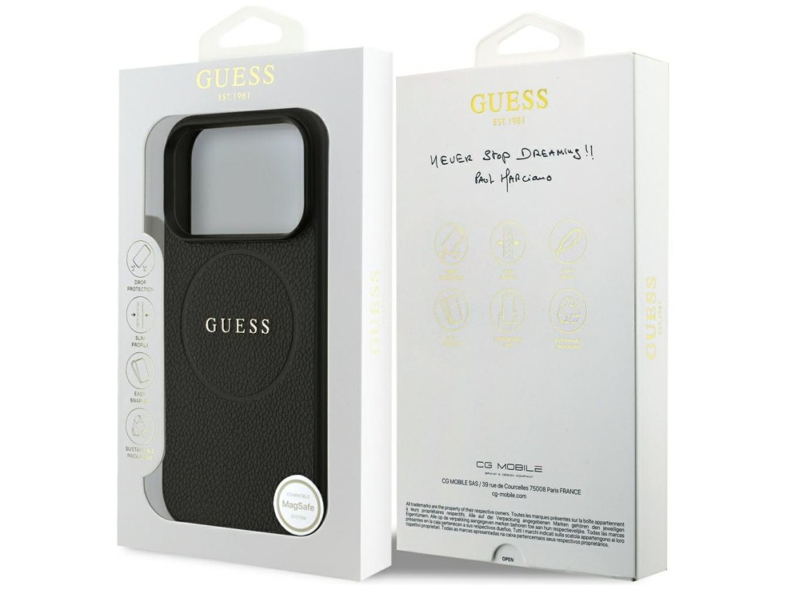 Guess Grained Ring MagSafe case for iPhone 17 Pro - black