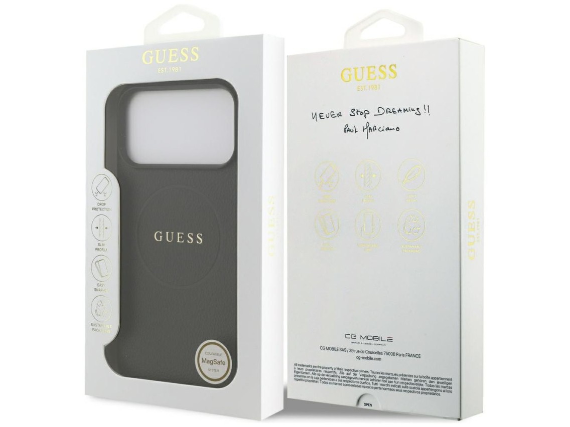 Guess Grained Ring MagSafe case for iPhone 17 Pro Max - black