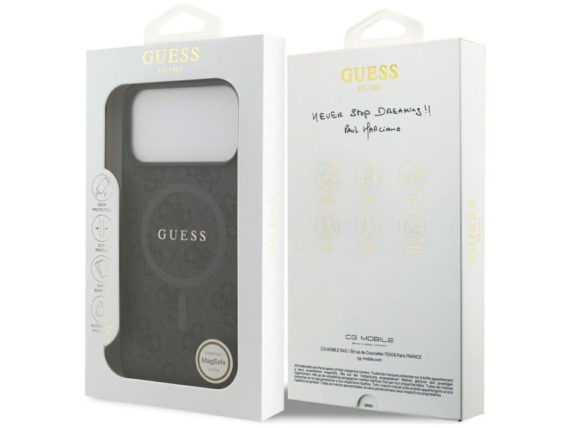 Capa Guess 4G Ring Classic Logo MagSafe para iPhone 17 Pro Max - preta