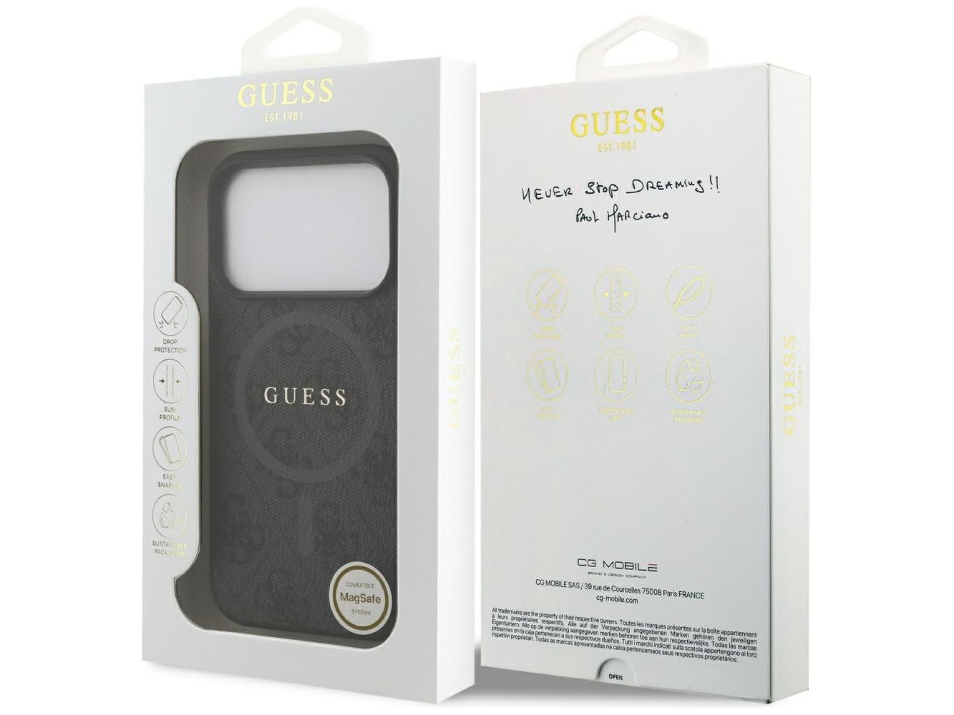 Capa Guess 4G Ring Classic Logo MagSafe para iPhone 17 Pro - preta