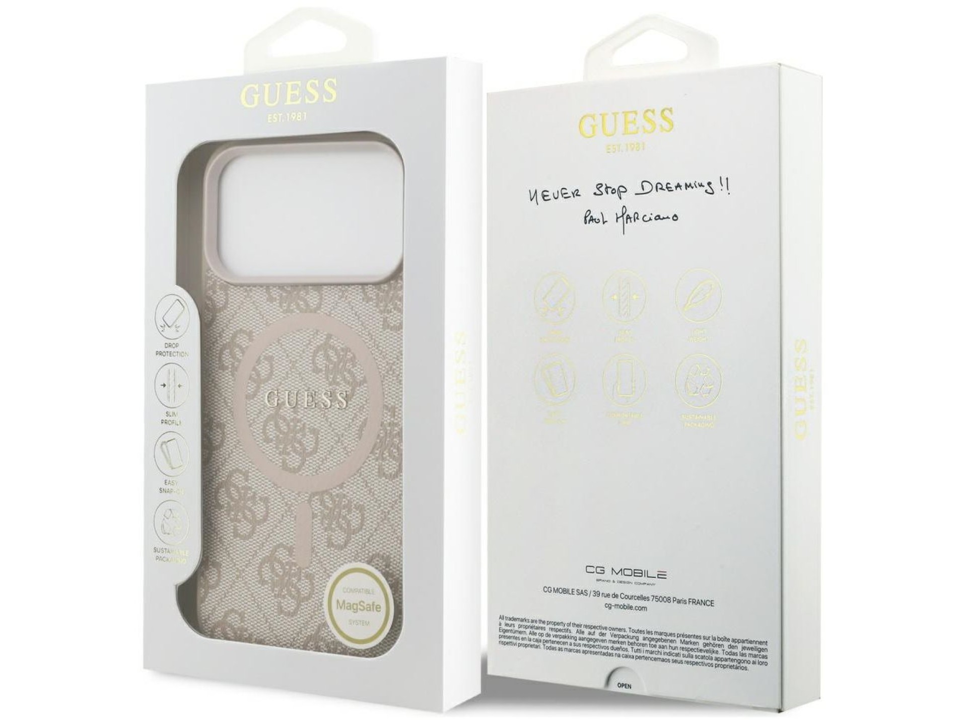 Funda Guess 4G Ring Classic Logo MagSafena para iPhone 17 Pro Max - Rosa