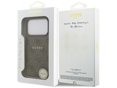 Capa Guess 4G Ring Classic Logo MagSafe para iPhone 17 Pro - Marrom Capa Guess 4G Ring Classic Logo MagSafe para iPhone 17 Pro - Marrom