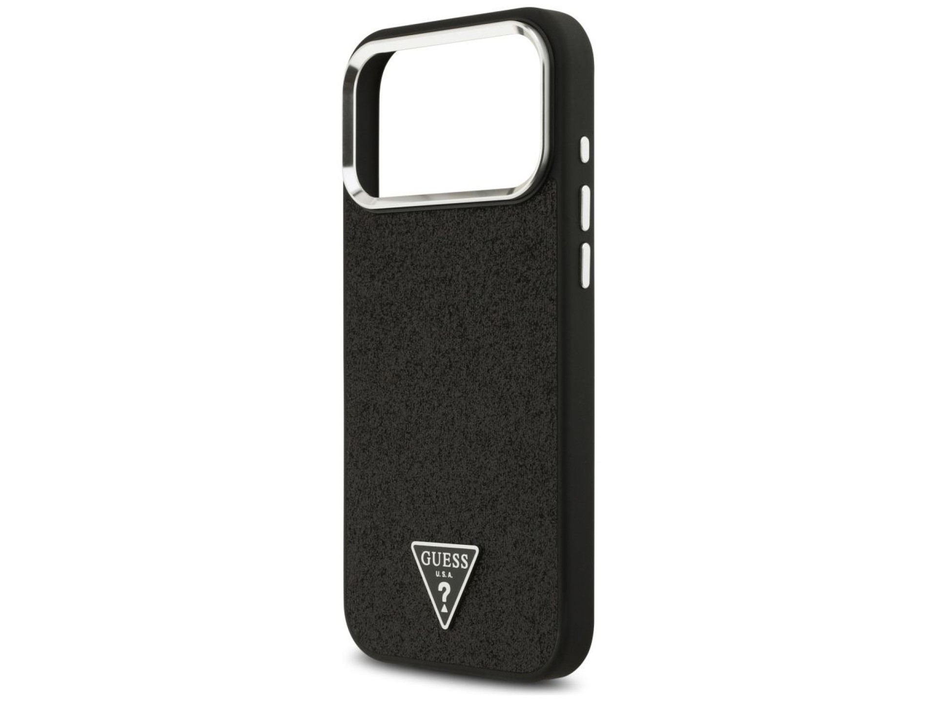 Guess Glitter Triangle Logo MagSafe Case for iPhone 17 Pro Max - Black