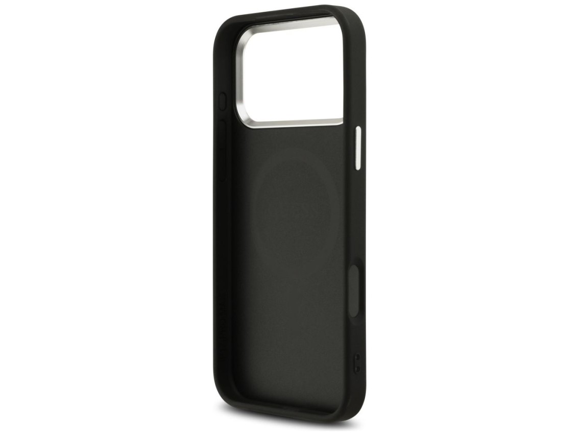 Guess Glitter Triangle Logo MagSafe Case for iPhone 17 Pro Max - Black