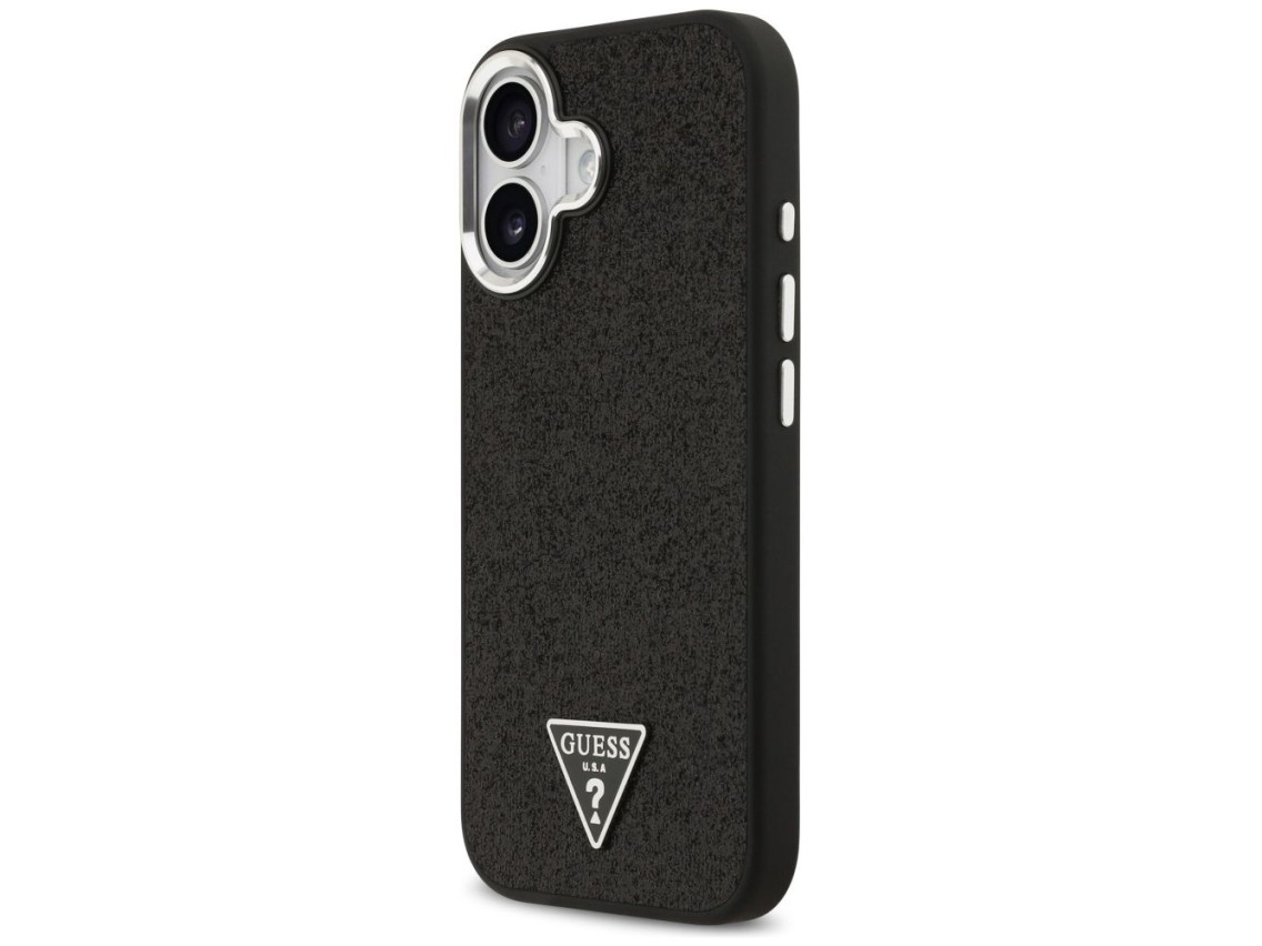 Guess Glitter Triangle Logo MagSafe Case for iPhone 17 - Black