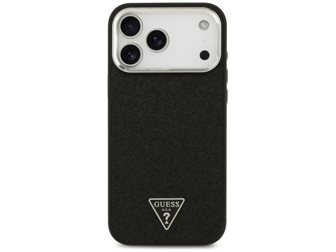 Guess Glitter Triangle Logo MagSafe Case for iPhone 17 Pro Max - Black