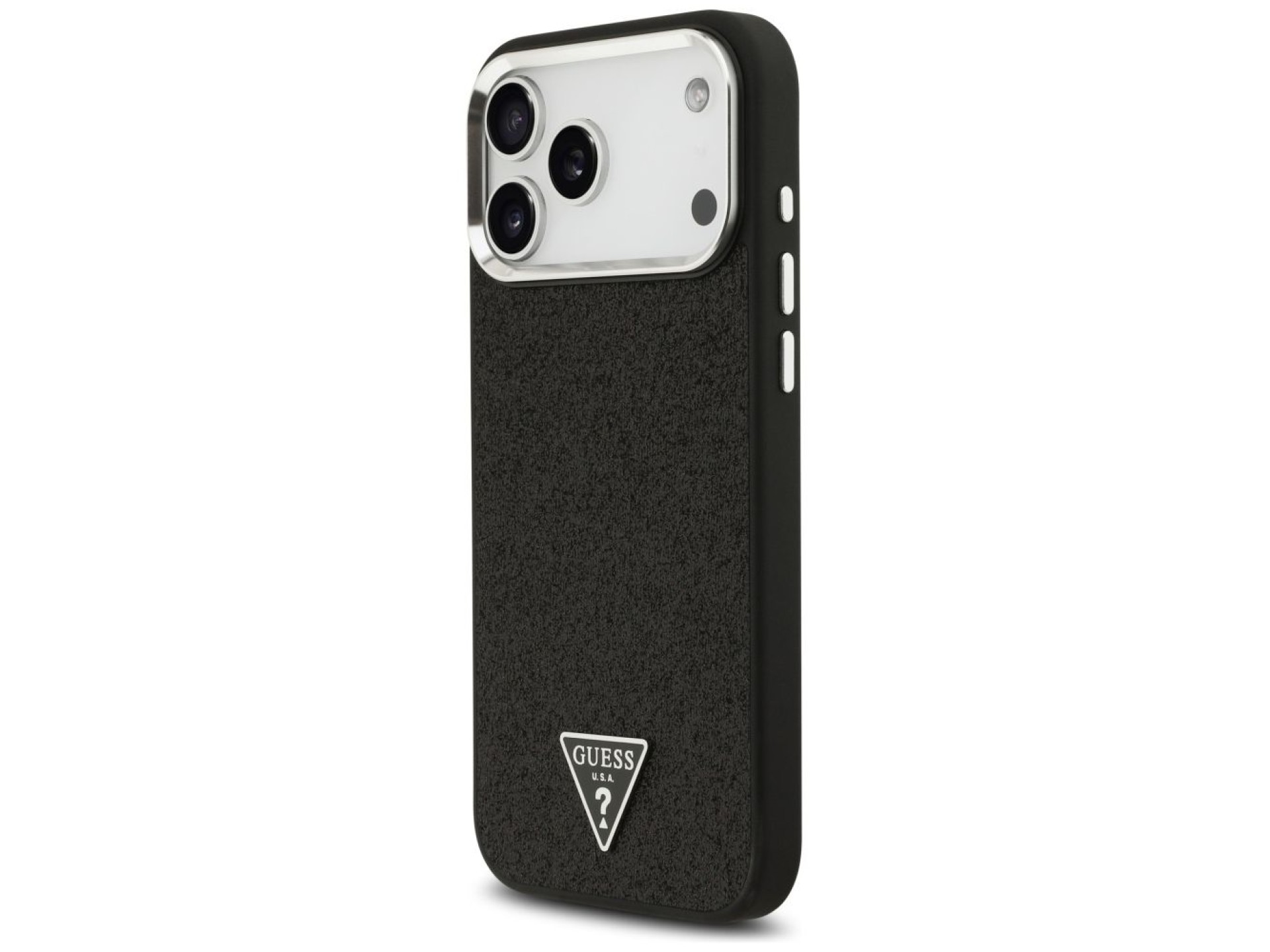 Guess Glitter Triangle Logo MagSafe Case for iPhone 17 Pro Max - Black