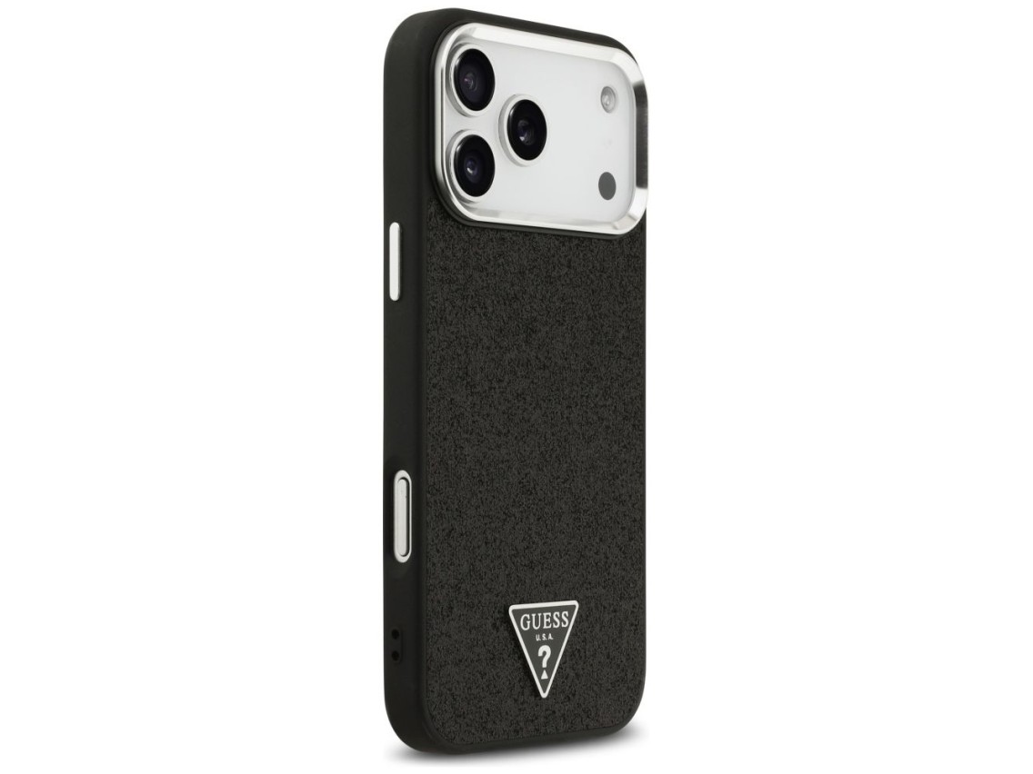 Guess Glitter Triangle Logo MagSafe Case for iPhone 17 Pro Max - Black