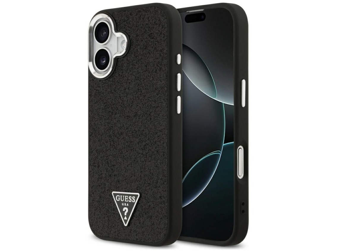 Guess Glitter Triangle Logo MagSafe Case for iPhone 17 - Black