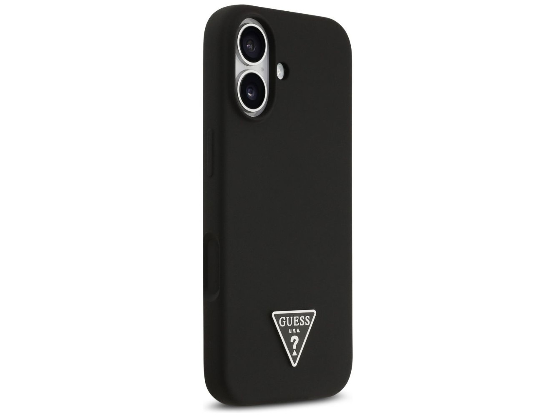 Funda Guess de silicona con logo triangular y MagSafe para iPhone 17 - Negra