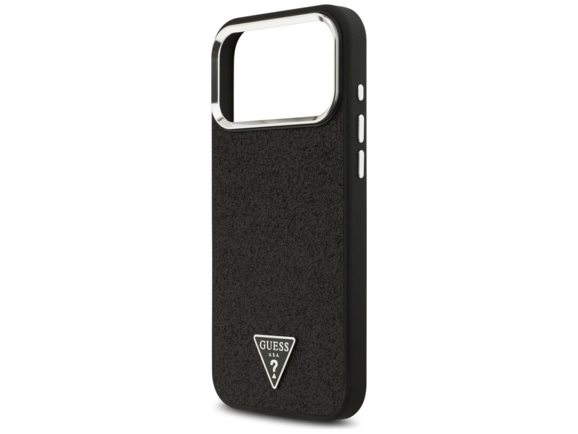 Guess Glitter Triangle Logo MagSafe Case for iPhone 17 Pro Max - Black