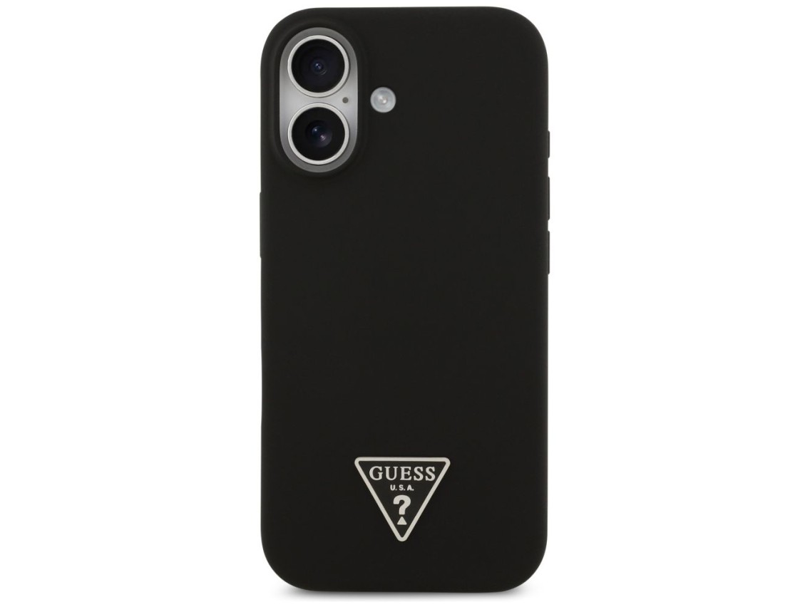 Funda Guess de silicona con logo triangular y MagSafe para iPhone 17 - Negra