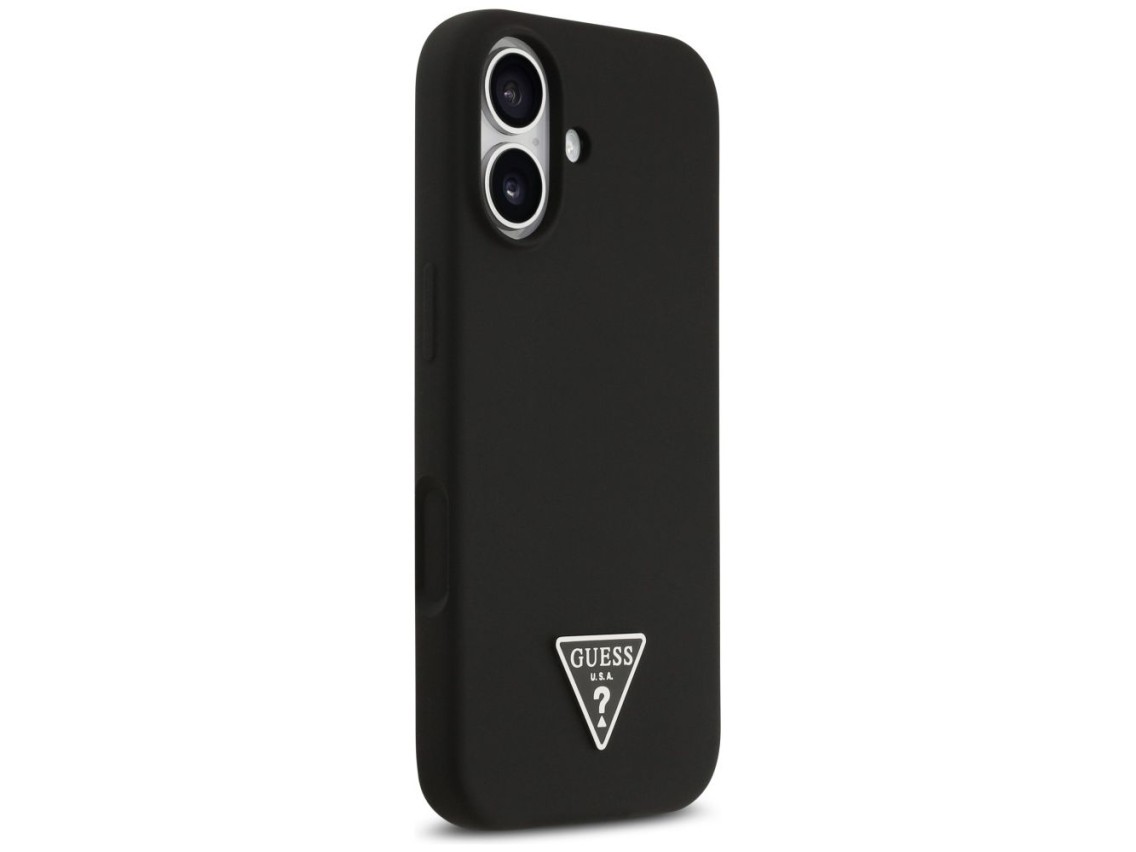 Funda Guess de silicona con logo triangular y MagSafe para iPhone 17 - Negra