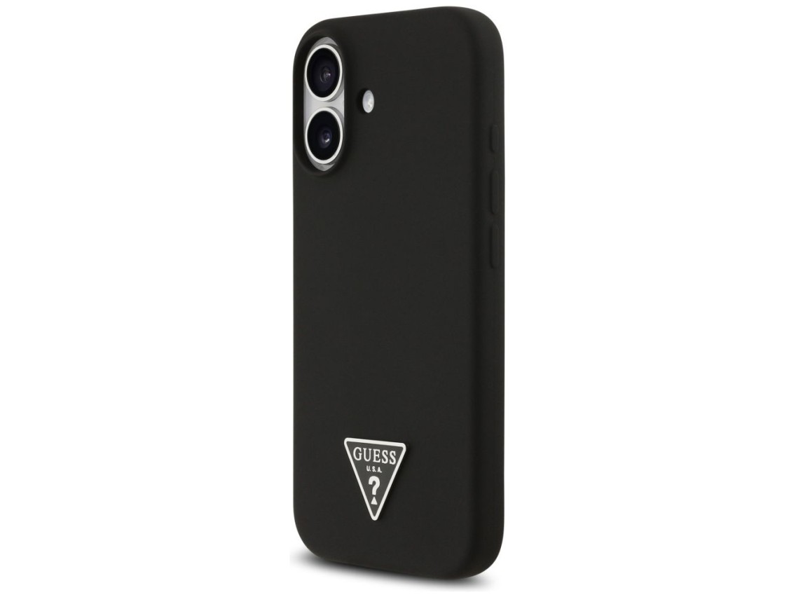 Funda Guess de silicona con logo triangular y MagSafe para iPhone 17 - Negra