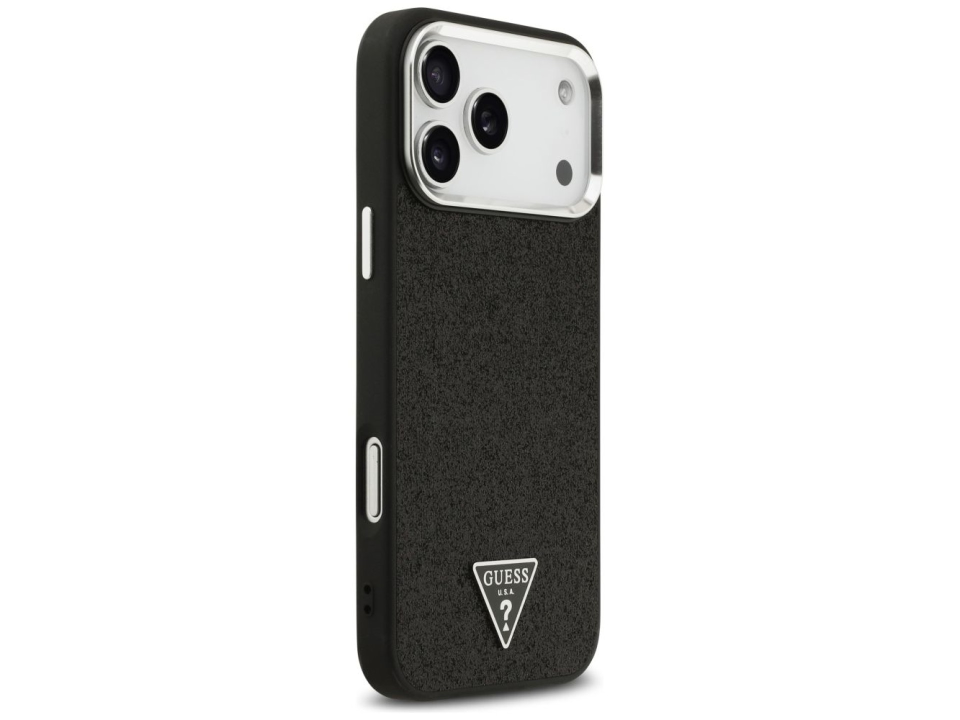 Guess Glitter Triangle Logo MagSafe Case for iPhone 17 Pro Max - Black