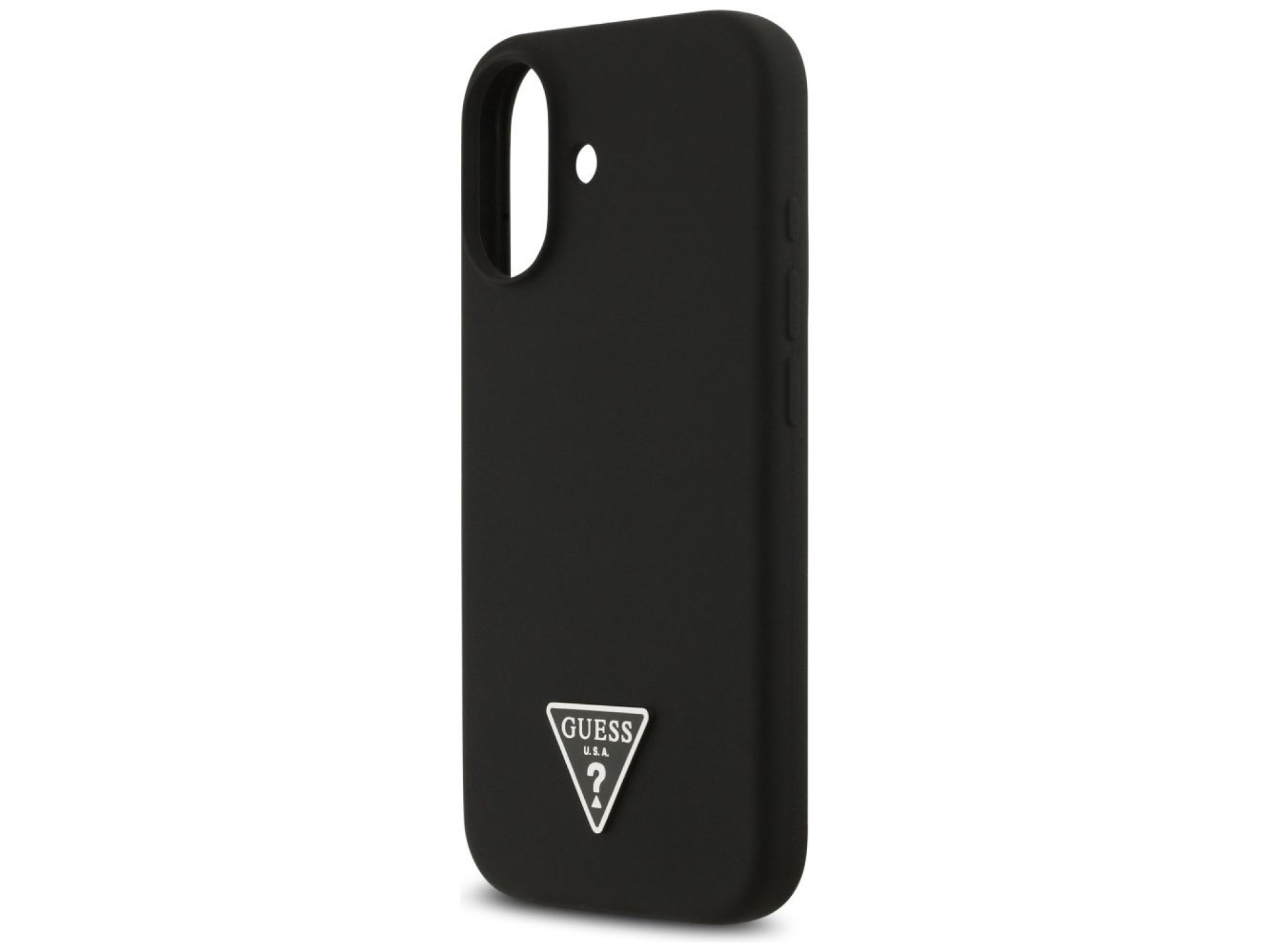 Funda Guess de silicona con logo triangular y MagSafe para iPhone 17 - Negra