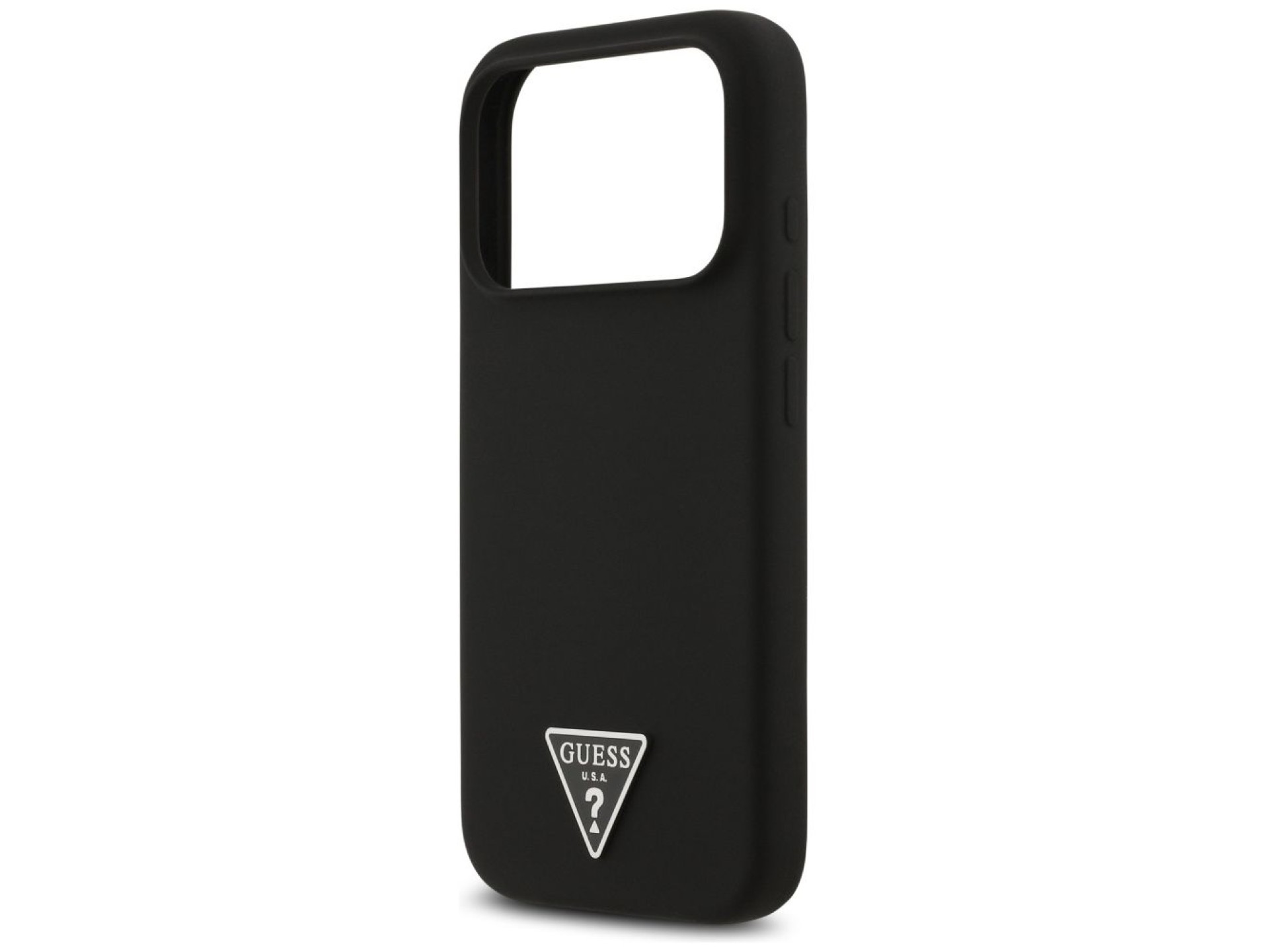 Funda Guess de silicona con logo triangular y MagSafe para iPhone 17 Pro - Negra